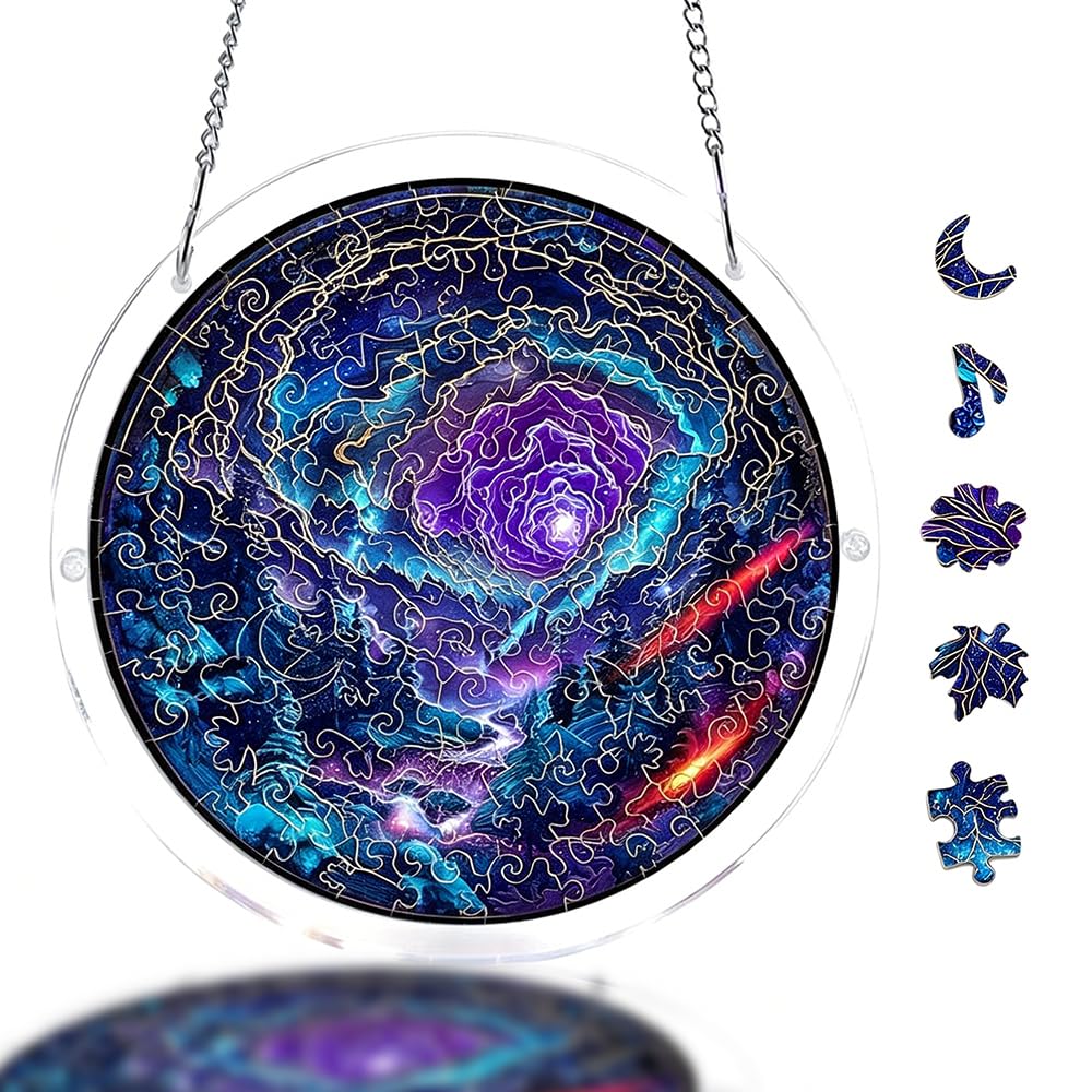 Acrylic Puzzles Suncatcher Window Hanging, Acrylic Puzzle for Adult, 83 Pieces Acrylics Jigsaw Puzzle Suncatcher, Colorful Flame Hummingbird Sun Catchers Window Hanging Panel (Style F) — view 33