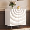 Guyii Glossy White Sideboard Cabinet, 82.5CM Tall Storage Unit with 4 Hidden Compartments, Modern Free Standing Cabinet for Entryway, Living Room, Bedroom, Kitchen (80 x 42.1 x 82.5 CM (Left))