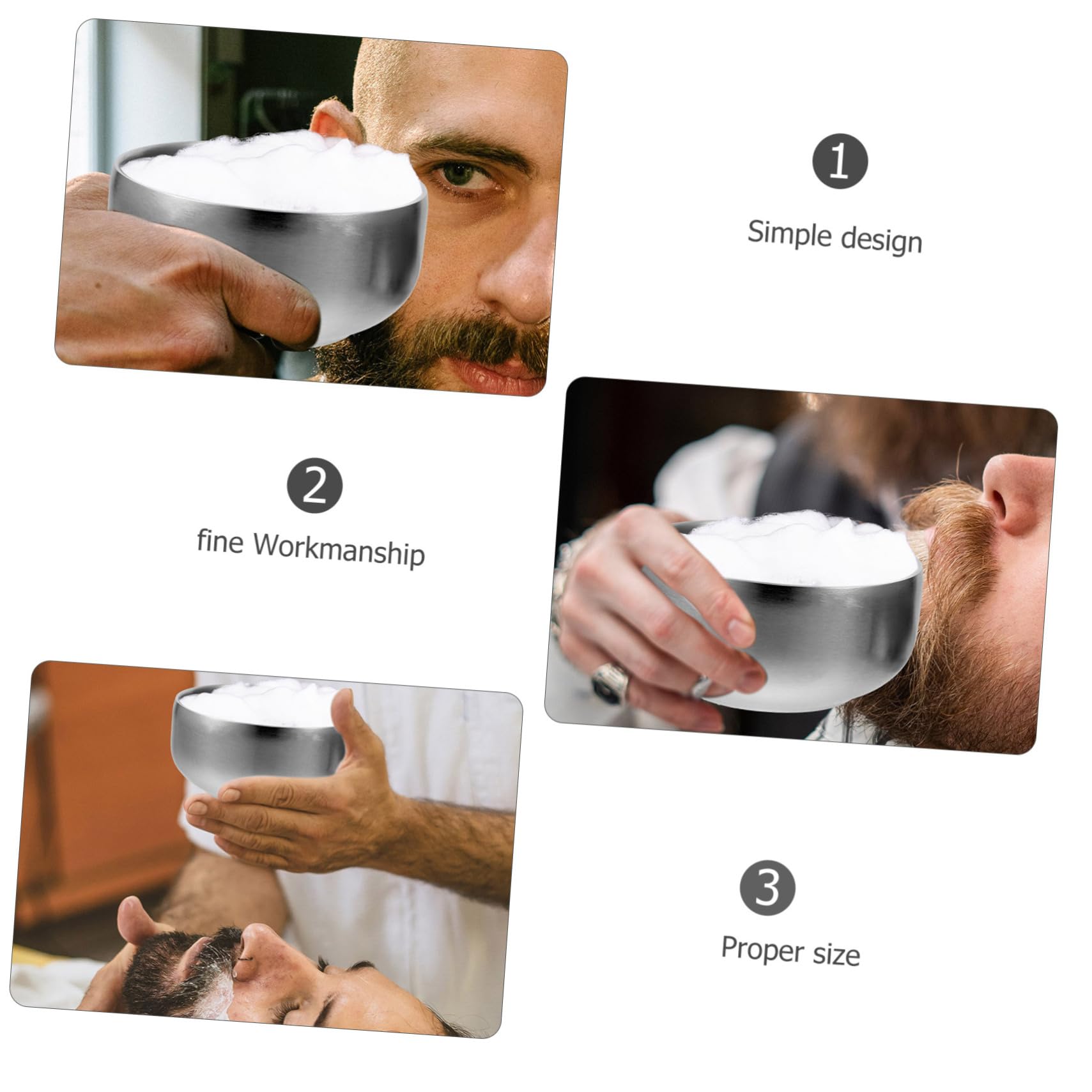 Homoyoyo Ciotola da Barba con Coperchio Leggera e Facile da Riporre in Acciaio Inossidabile Design Semplice e Pratica per Uso a Casa o Barber Shop