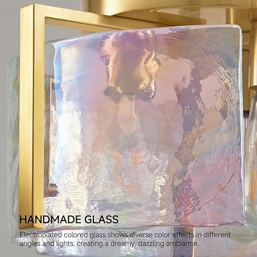 Miniatura 6 de Lámpara de techo de montaje empotrado dorada 14.1 '' Lámparas de techo de vidrio - Iluminación de entrada de cocina de mediados de siglo - Luces