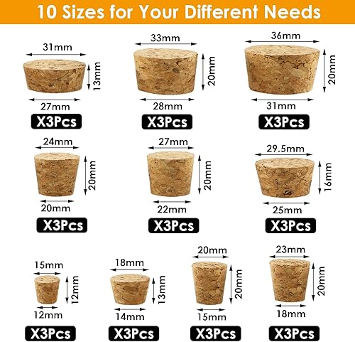 Miniatura 2 de 30 tapones de corcho, corchos para botellas de vino, tapones de corcho cónicos de madera, tapones para botellas de vino, tapones de madera suave,