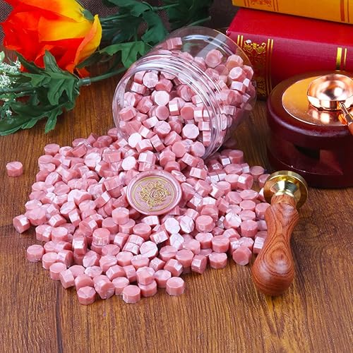 Miniatura 5 de 400 cuentas de cera de sellado de oro rosa con cucharas derretidas y velas para invitaciones de boda y fiesta