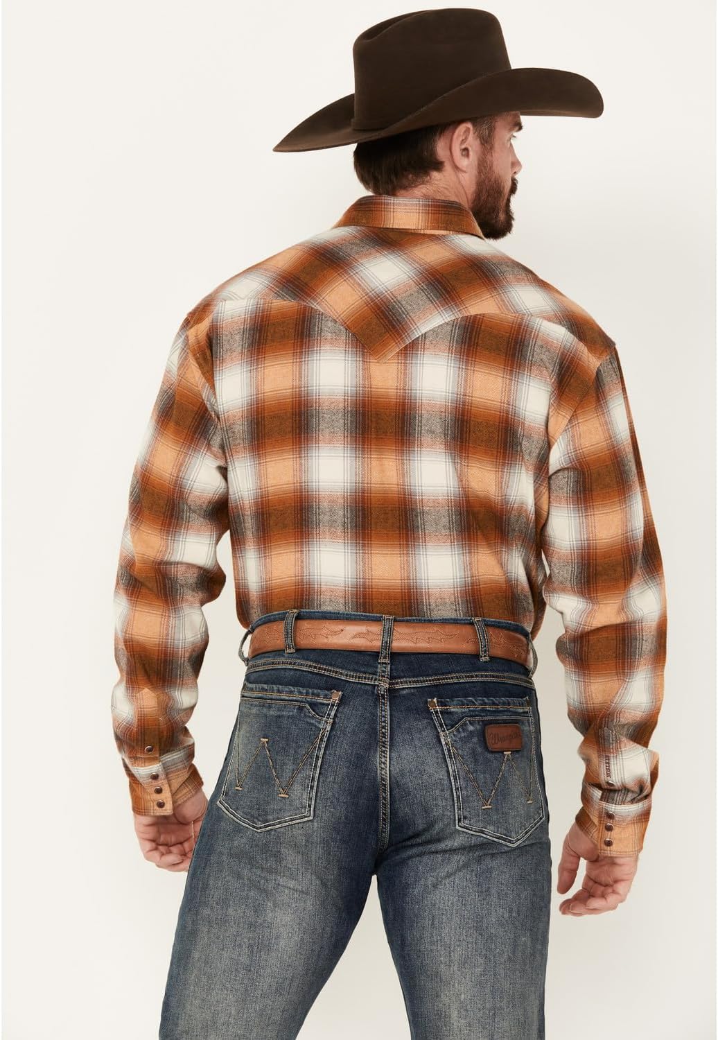 Rust Plaid Flannel Western Shirt