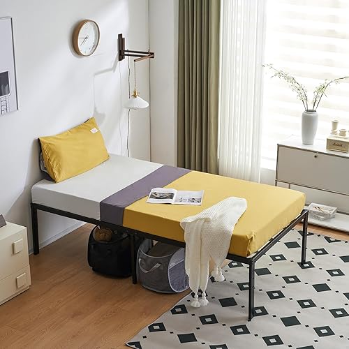 Miniatura 8 de Bonnlo Base de cama Queen con plataforma de metal de 18 pulgadas, no necesita somier, base de colchón, soporte de listones de acero resistente, no