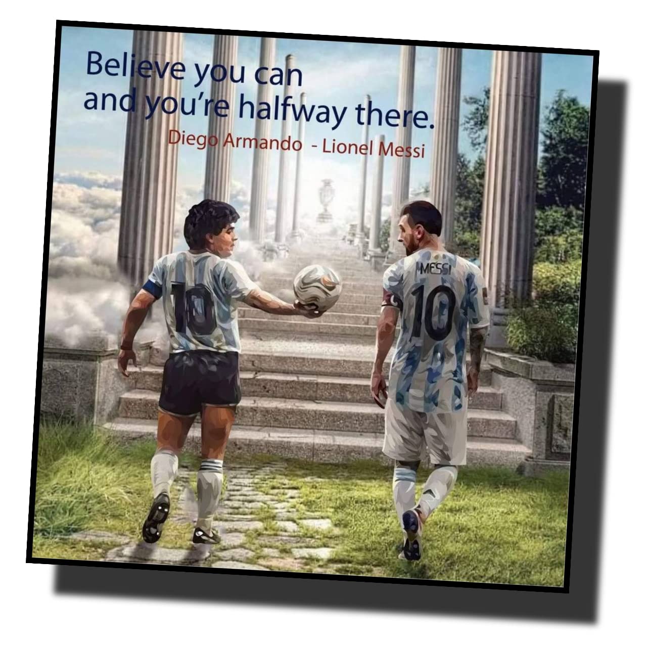 Amazon | Praline Art Frame リオネル・メッシ & ディエゴ・マラドーナ