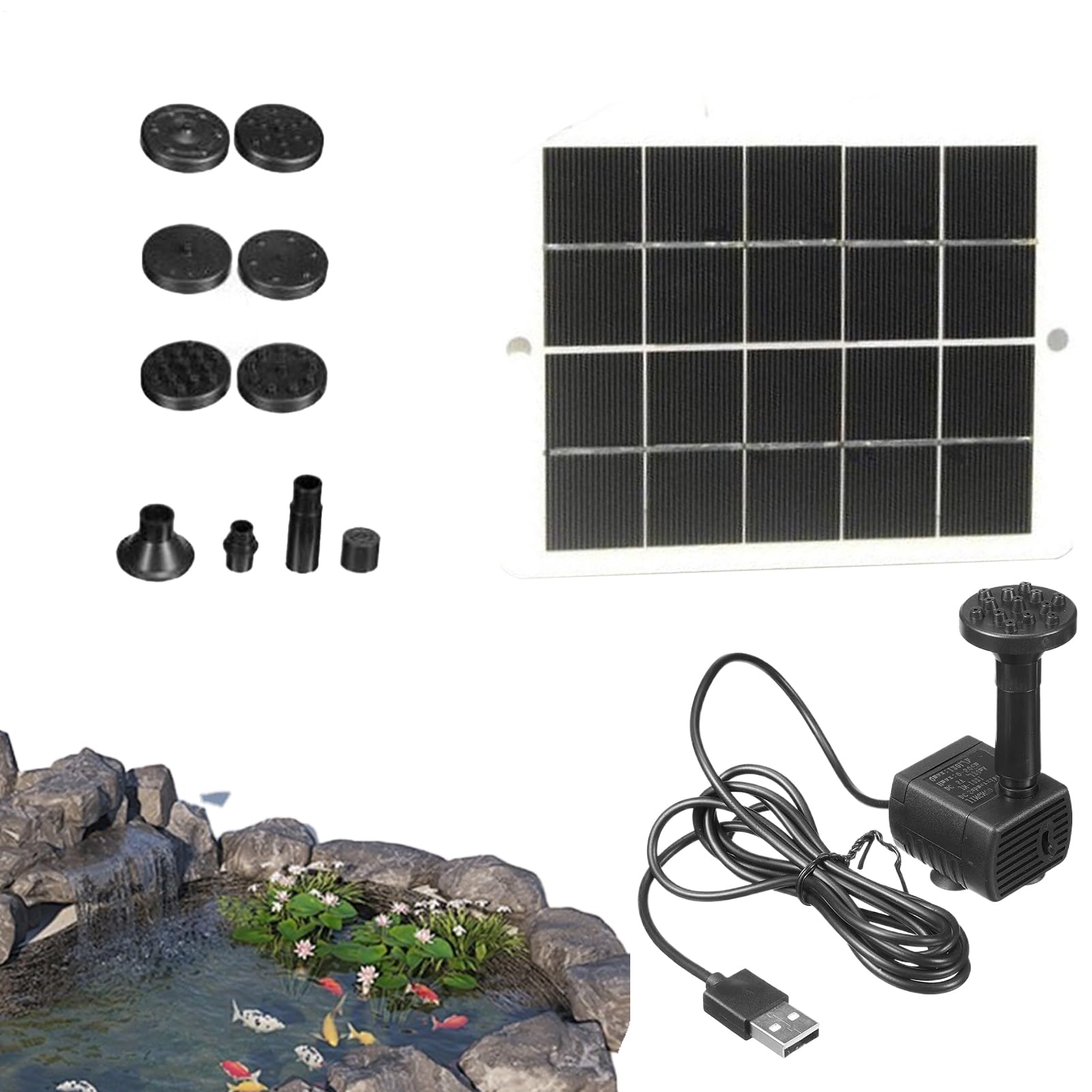 Pompe Solaire - 15W Pompe à Eau Solaire pour Bassins Extérieurs,Décor Résistant aux Intempéries Système d'Arrosage pour Jardin Balcon Bassin Aquarium