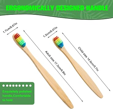10 Pcs Bamboo Toothbrushes Family Pack, Medium Bristles | Eco- Friendly | Biodegradable & BPA Free Organic Wooden Toothbrushes for Adult and Kids