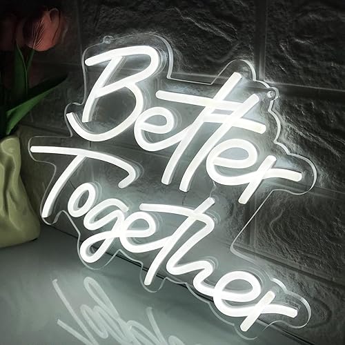 Miniatura 10 de Letrero de neón Better Together, con regulable, blanco cálido, decoración de pared de neón, utilizado para decoración de fiestas de cumpleaños,
