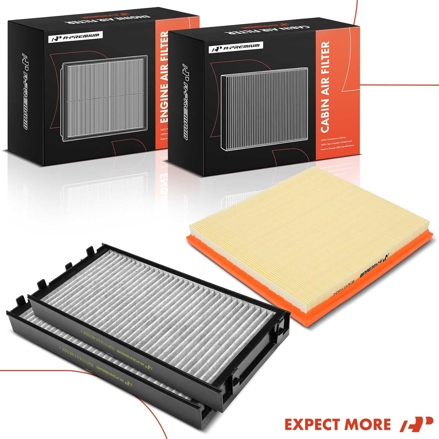 A-Premium 3-PC Engine & Cabin Air Filter with Activated Carbon Compatible with BMW X5 2011-2018, X6 2008-2019, 3.0L