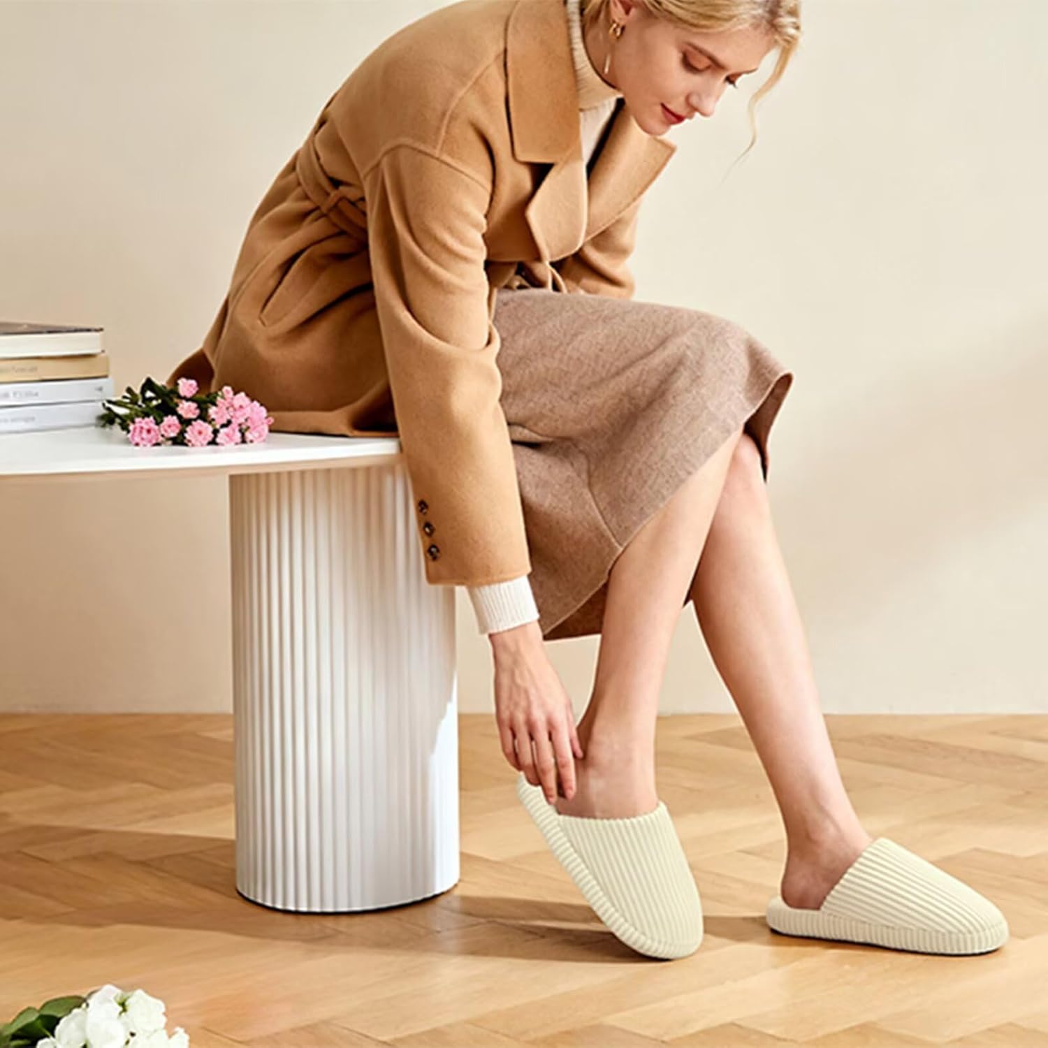 Women Arch Support Slippers – House Bedroom Slippers for Woman, Orthopedic Shoes for Plantar Fasciitis, Corduroy Closed Toe Ladies Slides Outdoor 5-10.5 - Image 2