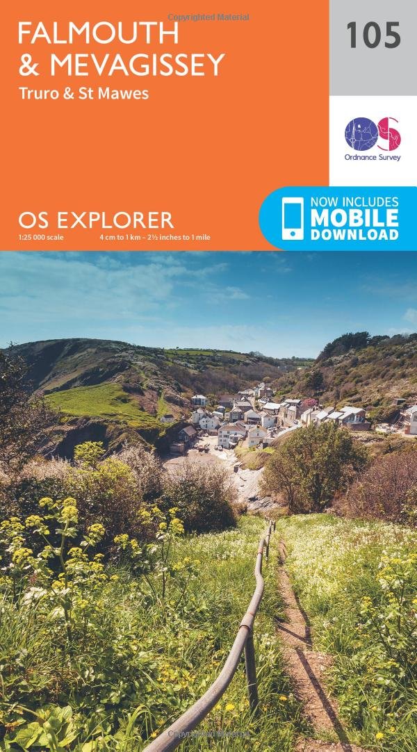Falmouth & Mevagissey Map | Truro & St Mawes | Ordnance Survey | OS Explorer Map 105 | England | Walks | Hiking | Maps | Adventure