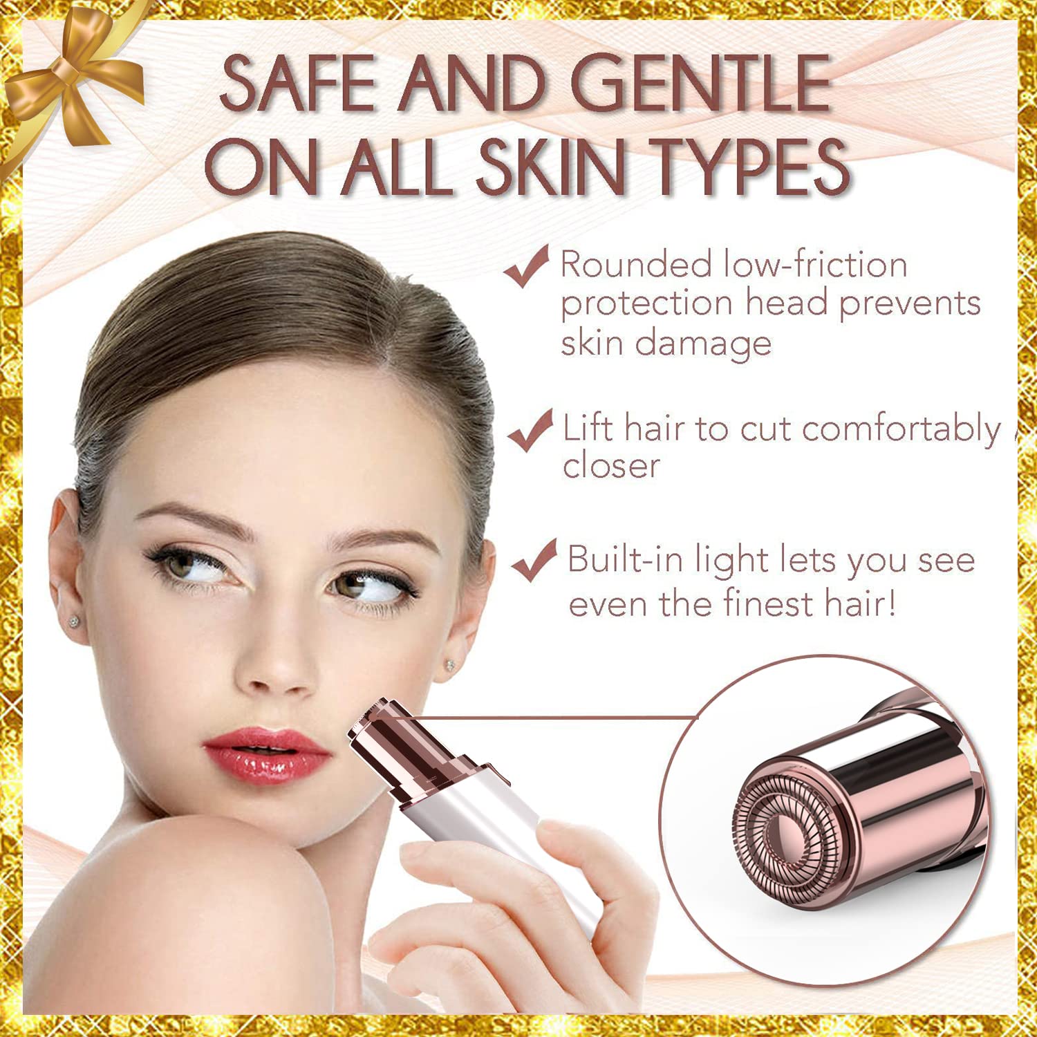 Gurelax Depilación facial para mujeres, dispositivo de depilación como removedor de vello facial para cara, recortadora de pelo de labios superiores eléctrica