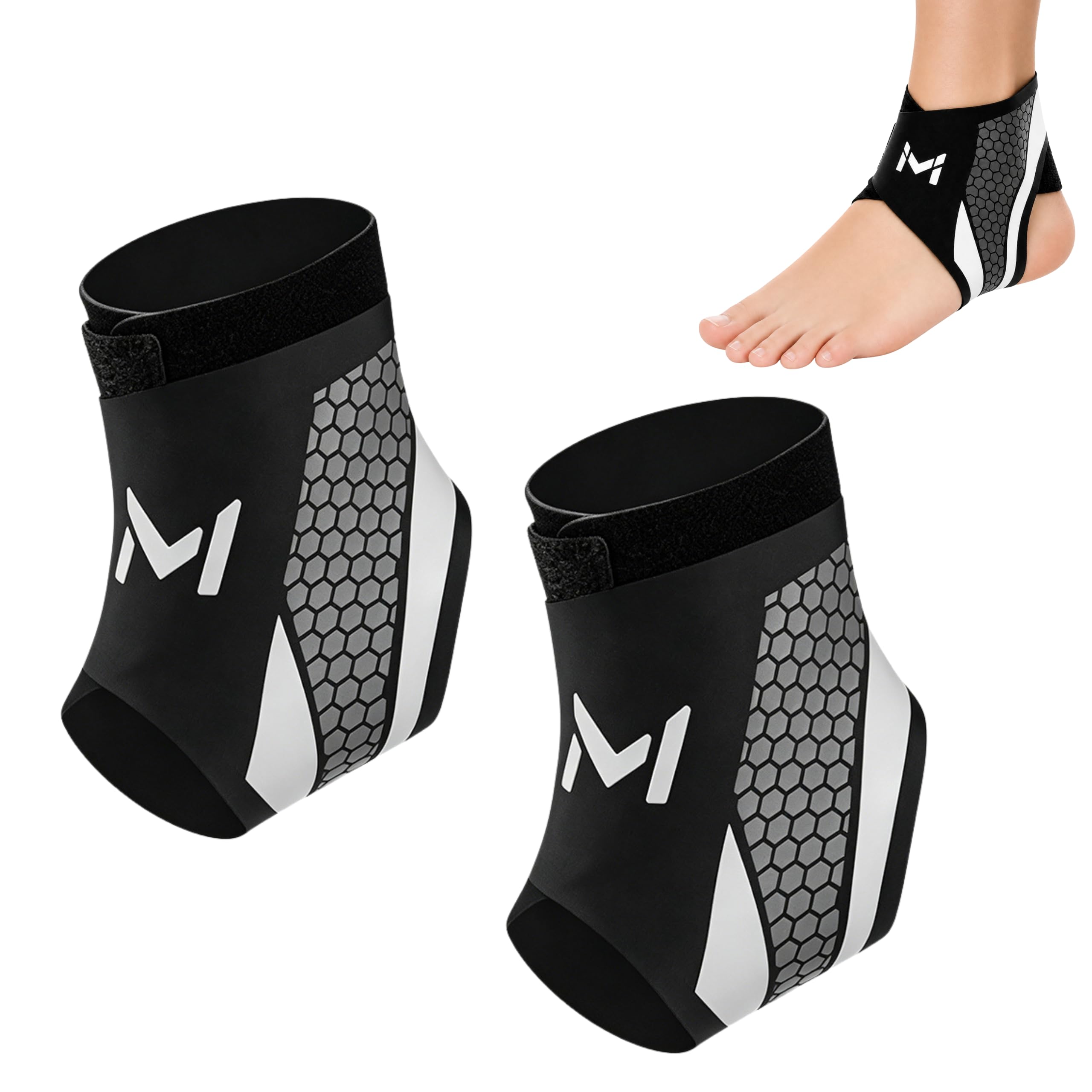 totnwrooye 2PCS Two-Way Compression Ankle Strap for Fitness, Lightweight Breathable Ankle Support Fit for Running Gym Sports, Black Grey