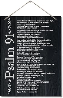 Inspirational Wood Art Signs, Psalms 91 Wall Sign, Hanging Printed Wall Plaque Wood Signs, Bible Verse Print, Christian Scripture for The Home or Office Decor, Christian Wall Decor 10 X 7.8 inch C