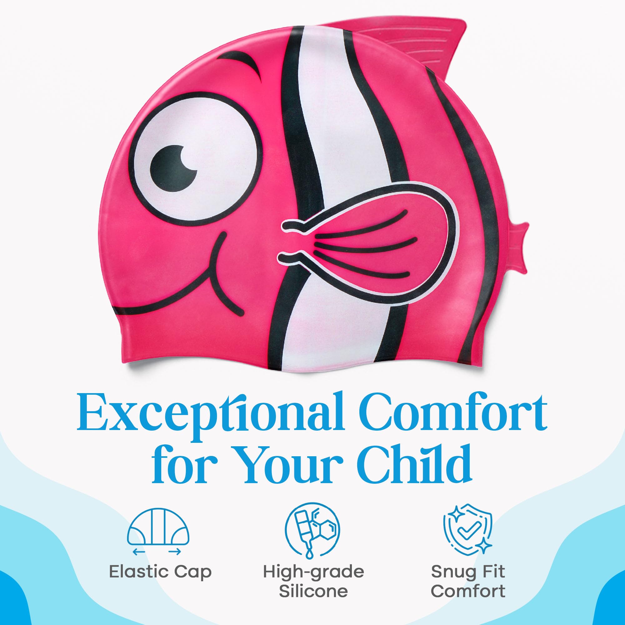 EANAGO silicone swimming cap for girls, fashionable swimming cap for children for swimming and training - Image 3