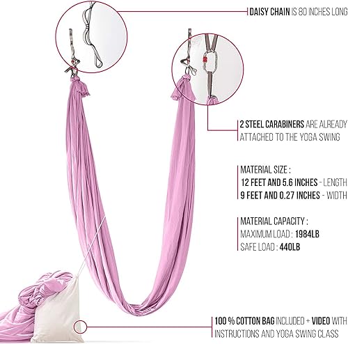 Miniatura 6 de HEALTHYMODELLIFE PINC Active - Juego de columpio y hamaca de seda para mejorar las inversiones de yoga, flexibilidad y fuerza central