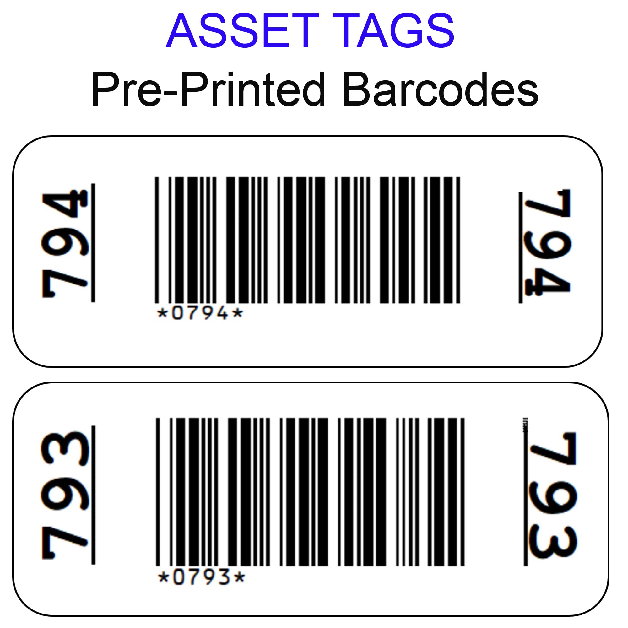 Asset Tags Pre Printed Barcode Labels Stickers 60mm x 29mm Code 39 (800)