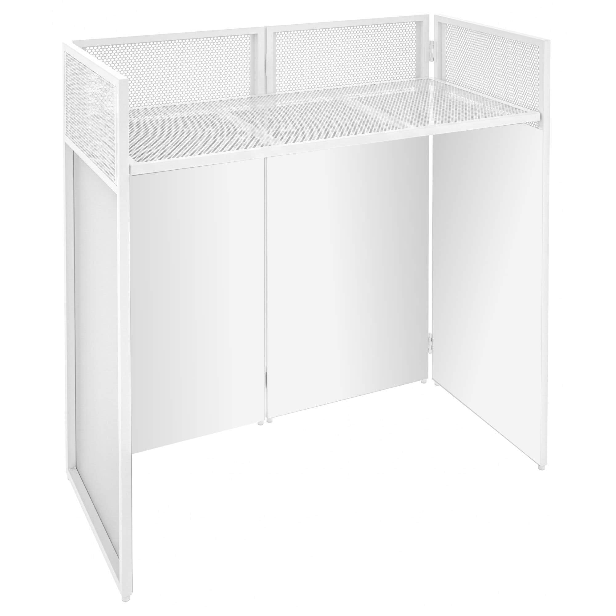 Vonyx DB4W Cabina DJ Plegable Blanca de 1 Metro con Mesa Perforada, 4 Paneles de Licra Ignífuga, Bolsa de Transporte, Estructura Metálica, Soporta 25 kg para Bodas, Eventos y Fiestas