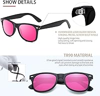 Vista 49 de FEIDUSUN Lentes de sol polarizados para hombre y mujer, lentes de sol retro negros para conducir, pescar, protección UV A01-negro mate/negro