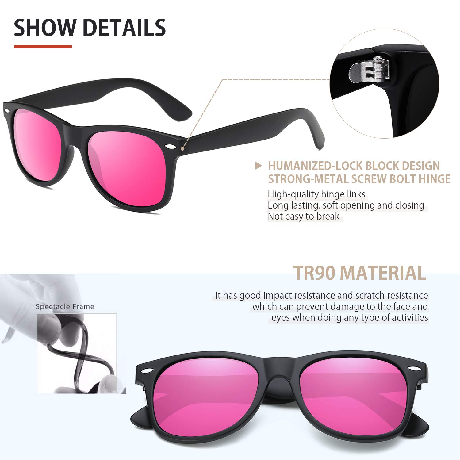 FEIDUSUN Sunglasses Men Polarized Sunglasses for Mens and Womens,Black Retro Sun Glasses Driving Fishing UV Protection view 2