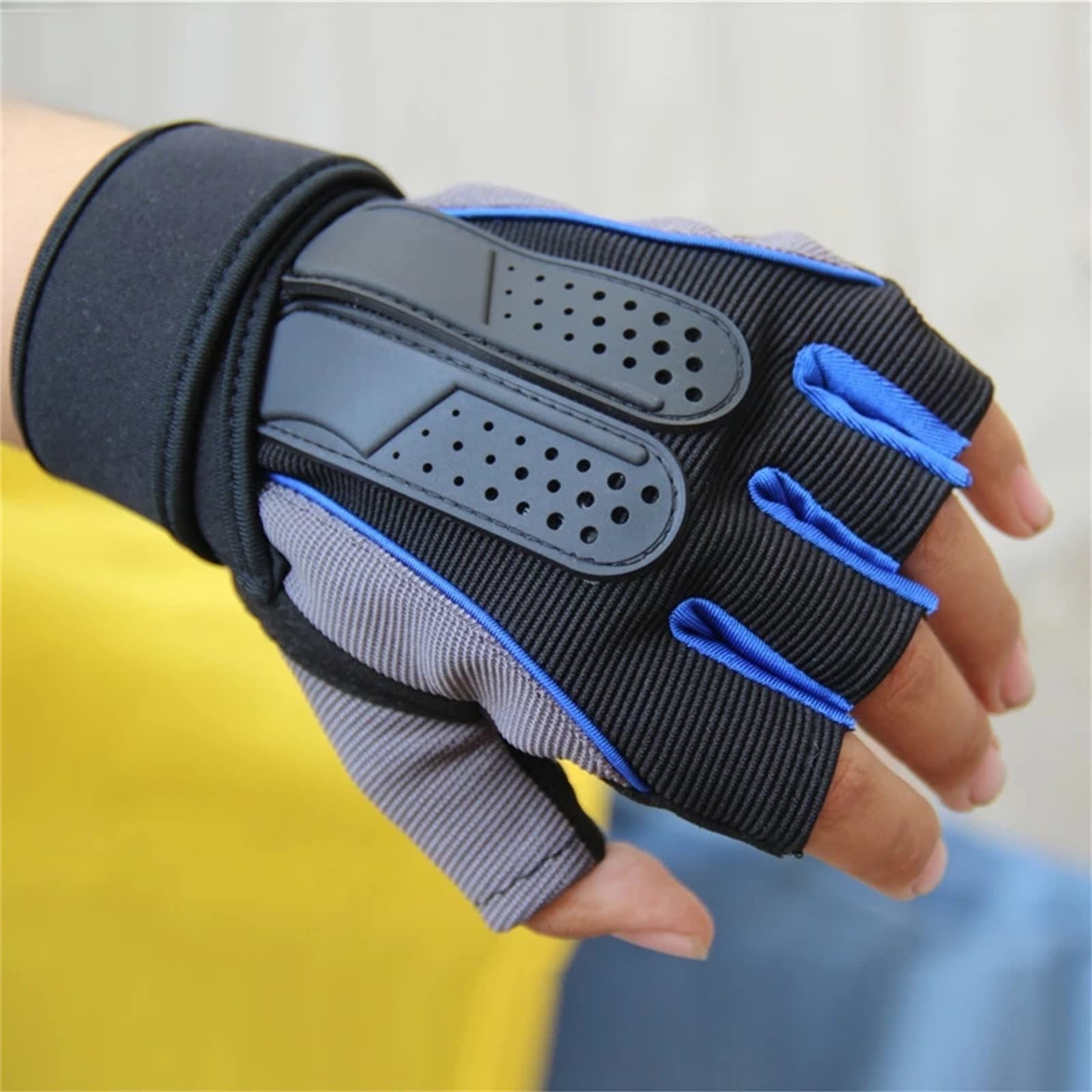 Guanti Antiscivolo per la Palestra Guanti da Moto Senza Dita for Esterni con Impugnatura a Mano(L)