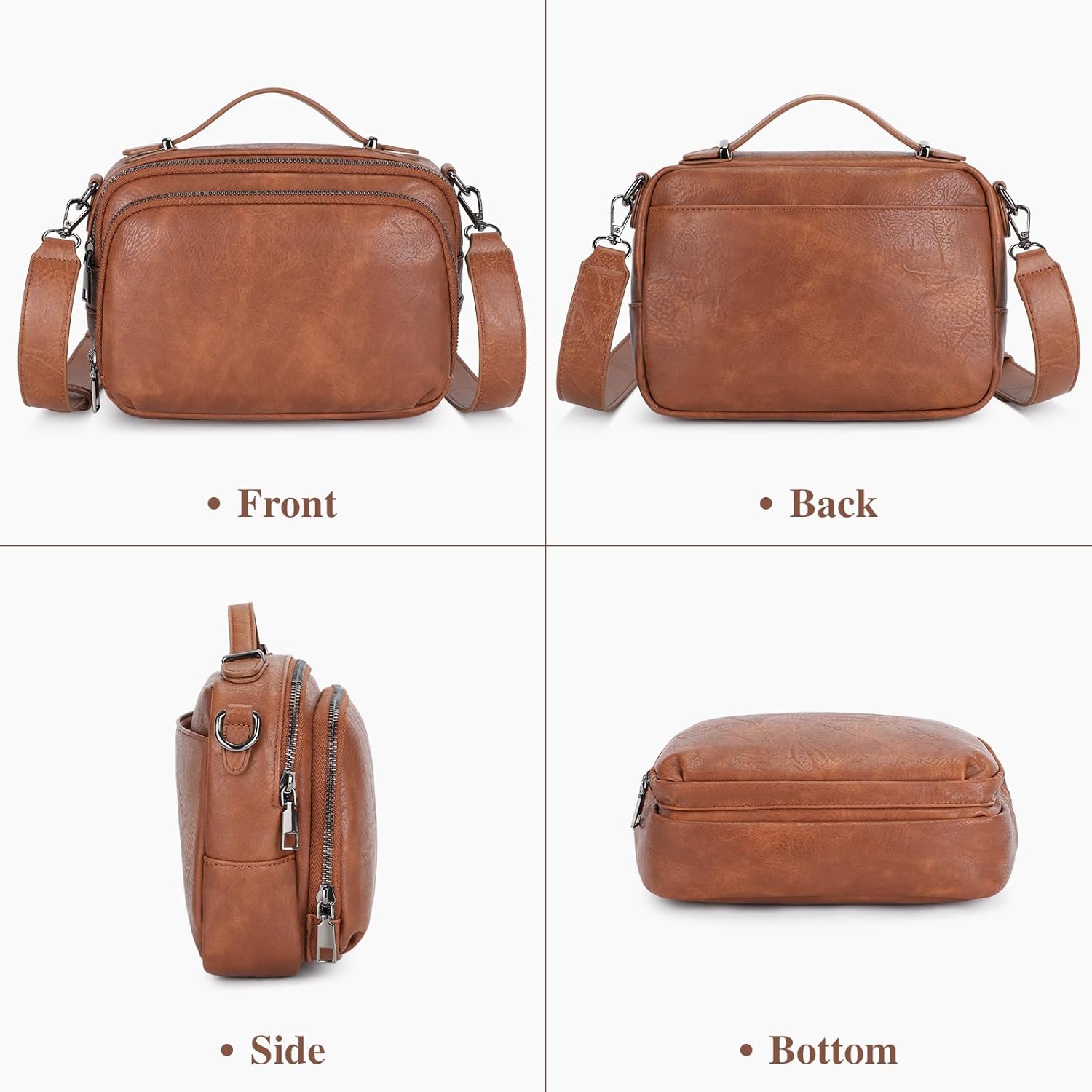 Crossbody Bags for Women, Vegan Leather Crossbody Handbag with Top Handle, Adjustable Strap Travel Purse with Built in Wallet - Image 7