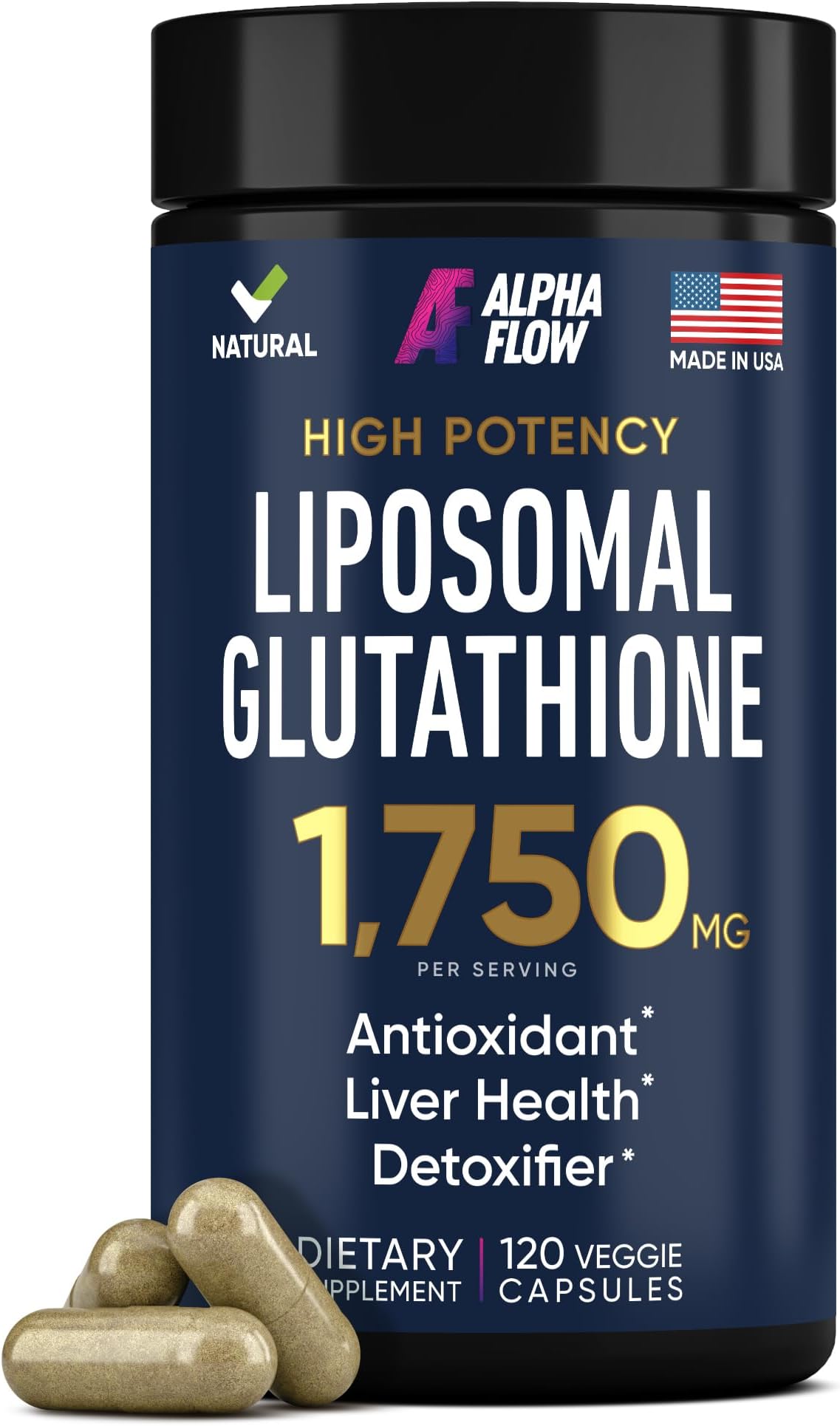 Liposomal Glutathione Supplement 1000MG + 750MG- Glutathione Liposomal with VIT C + Phospholipid Antioxidant Complex - Liver Detox and Immune Support Supplement - 120 Caps - Powder&Liquid Alternative