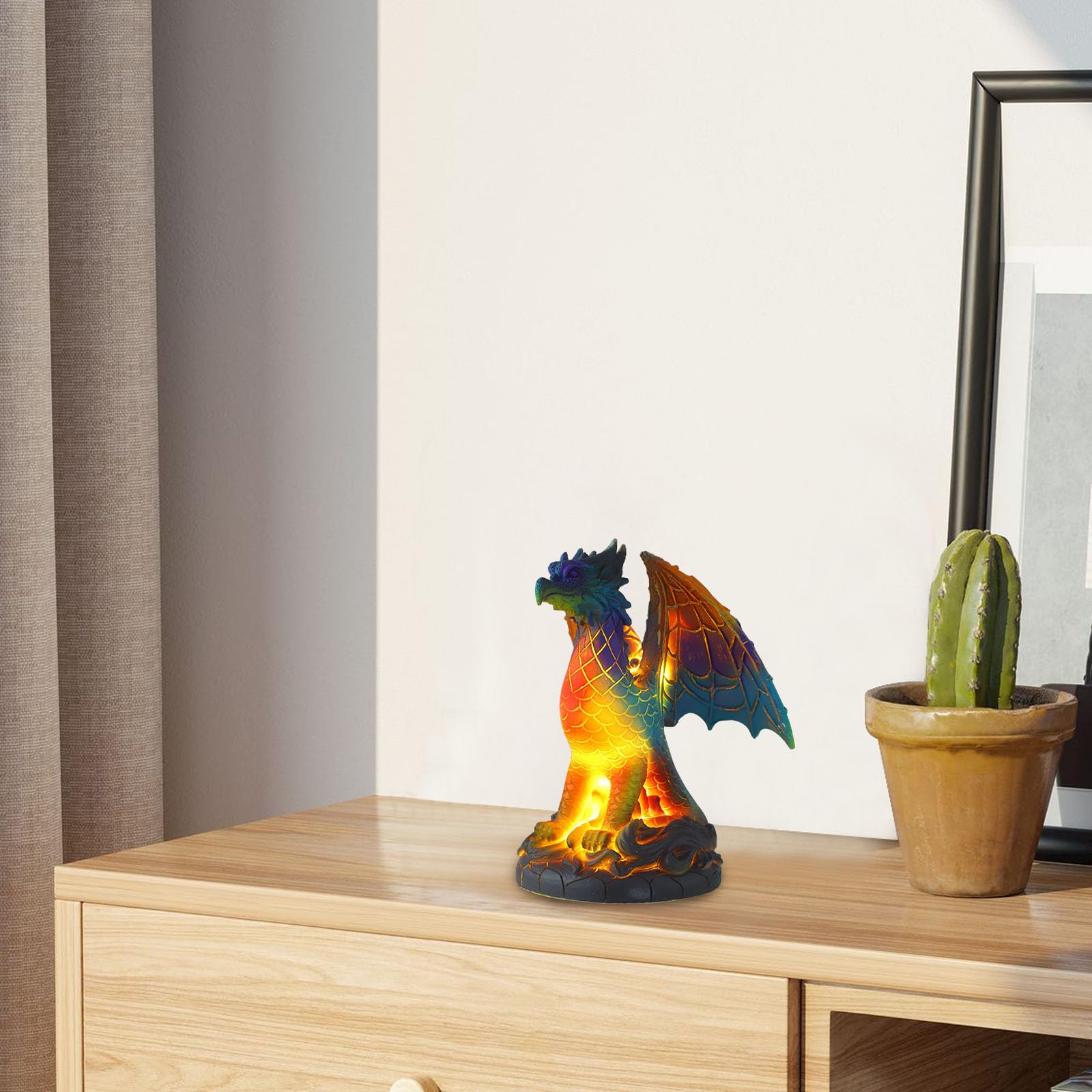 Anneome Lampe de Table Dragon en Résine Led, Lampe de Salon à Poser Décorative et Veilleuse, Illumination Chaleureuse pour Chambre ou Bureau, Design Unique et Stylé