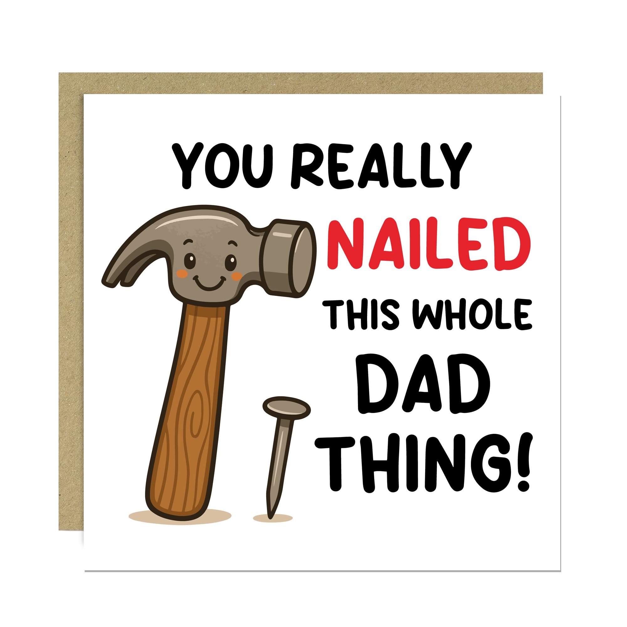 RED OCEAN Novelty Dad Card For Birthday Fathers Day 145 x 145mm With Kraft Envelope Father's Day Happy Birthday Card For Dad From Son Daughter