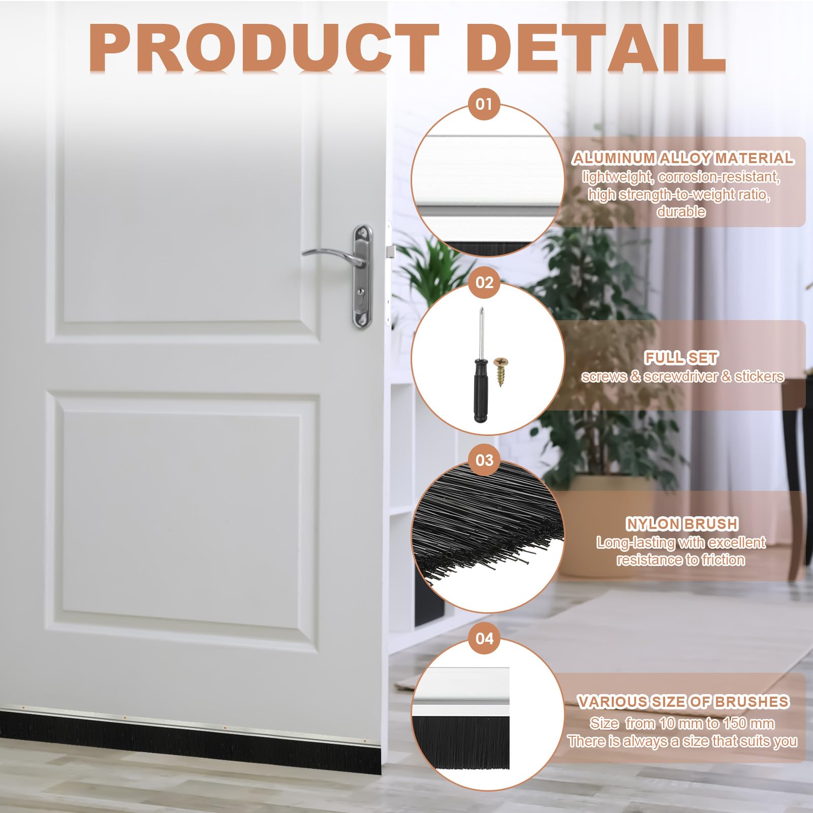 PATIKIL Door Brush Sweeps 2.76" Bristles x 47.24" Long - Image 3