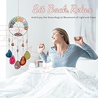 Vista 6 de Atrapasueños del árbol de la vida, Dreamsum atrapasueños para adultos con cristal de arco iris, hecho a mano, ágata dorada, decoración de ventana