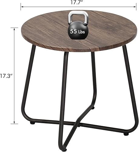 Miniatura 3 de VECELO Mesa auxiliar para patio al aire libre, pequeña, redonda, estilo de metal antioxidante, para jardín, balcón, patio, sala de estar, color