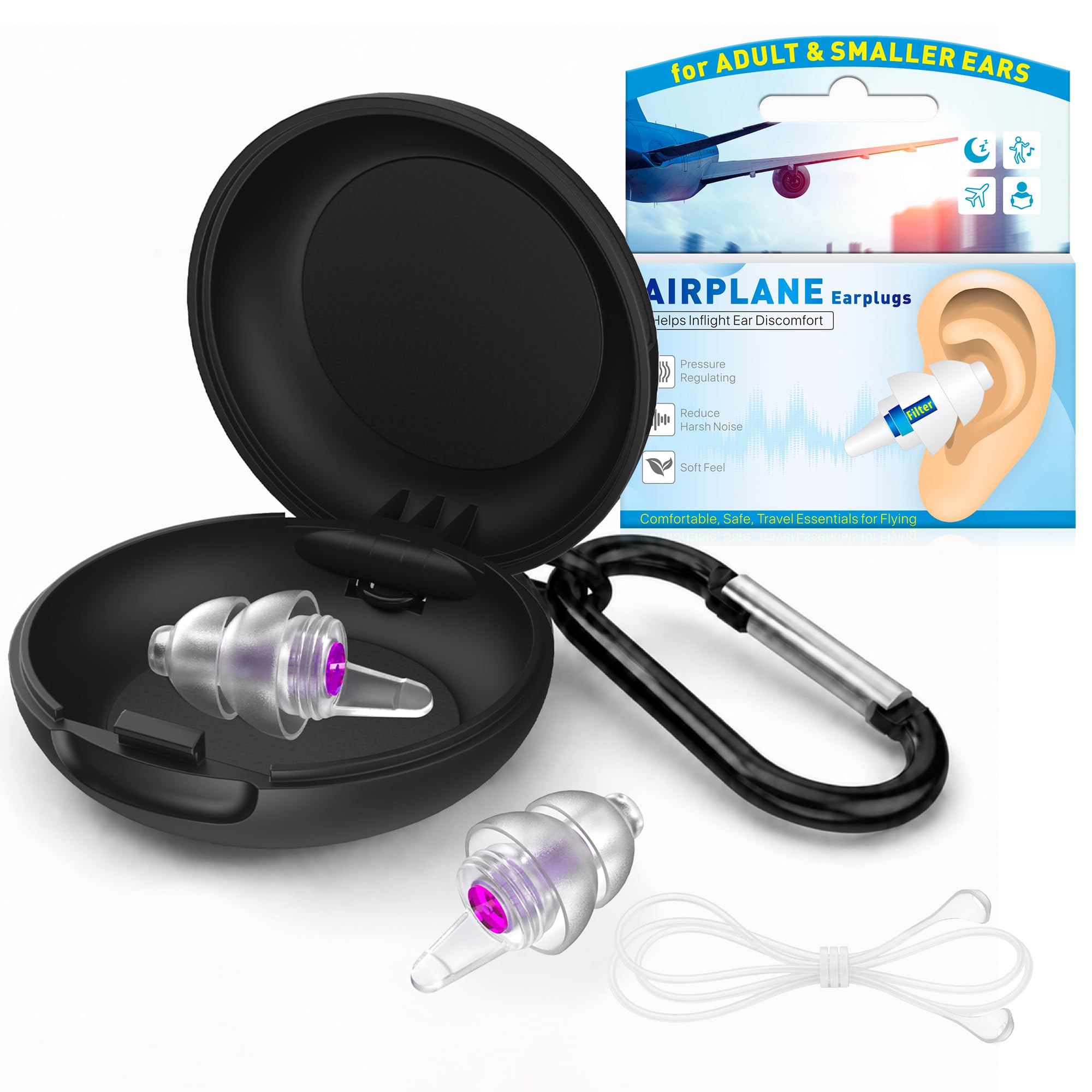 Ear Plugs for Airplane Pressure Relief & Prevent Ear Pain - Flying Travel Essentials - Comfortable Reusable Plane Earplugs for Adults/Teens 12+ with Small Ear-canals, 25dB Noise Reduction — Amazon image 11