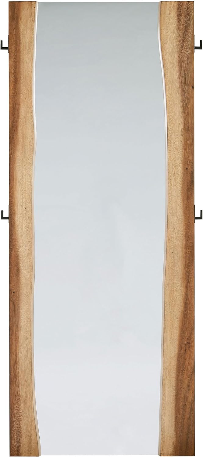 Coaster Home Furnishings - Winslow - Wood & Glass - 31x76-Inch Full-Length Standing Floor Mirror with Inner Curved Edges - Bedroom and Entryway - Smokey Walnut - 223256