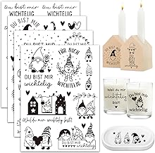 4 Sheets Rub On Sticker Gnome Black Transfer Sticker Film for Christmas Gift Secret Santa Gift Decoration DIY Crafts