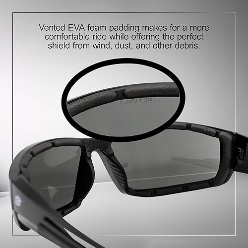 Miniatura 3 de Birdz Gafas de sol Swoop antiniebla acolchadas para motocicleta, 2 pares de gafas de equitación, montura negra con lentes transparentes y ahumadas
