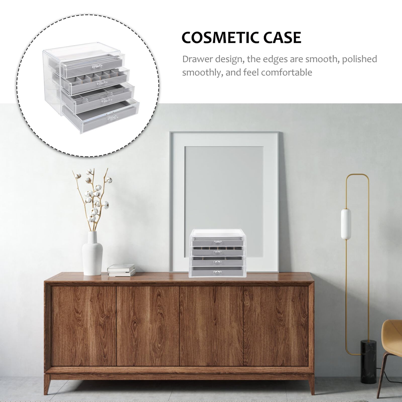 Organizer Cosmetici Trasparente con Contenitore Compatto per Trucco da Tavolo Resistente e Salvaspazio per Mantenere Ordine e Accessibilità
