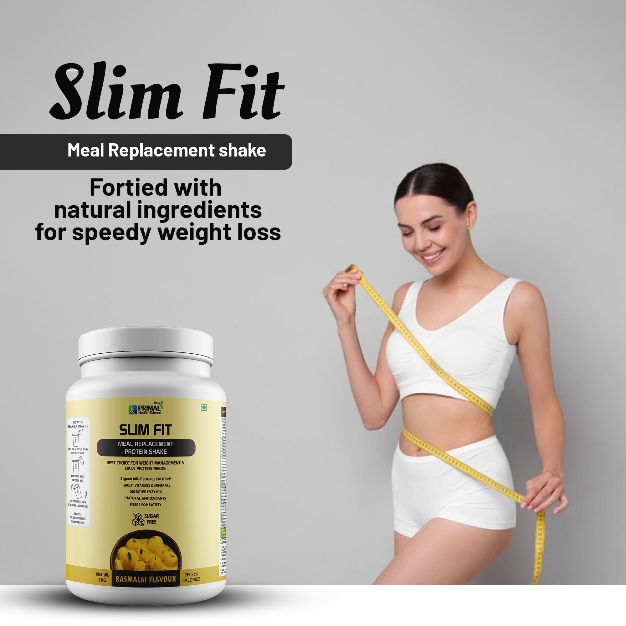 Primal Health Science Meal Replacement Protein Shake 1kg | High Protein Sugar Free with Fiber | Digestive Enzymes | Vitamins & Minerals | Muscle Support | Rasmalai Flavor — Amazon image 5