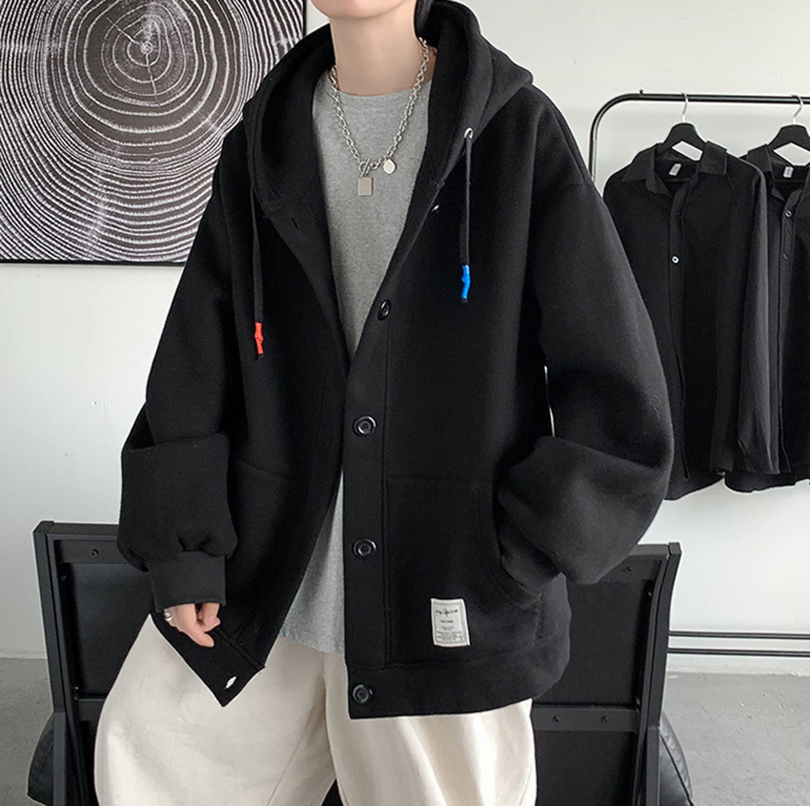 Aobiono Männer Frauen Preppy Hoodie Jacke Harajuku Übergroße Ästhetische Niedlich Kawaii Licht Academia Japanisch Koreanisch Herbst Winter