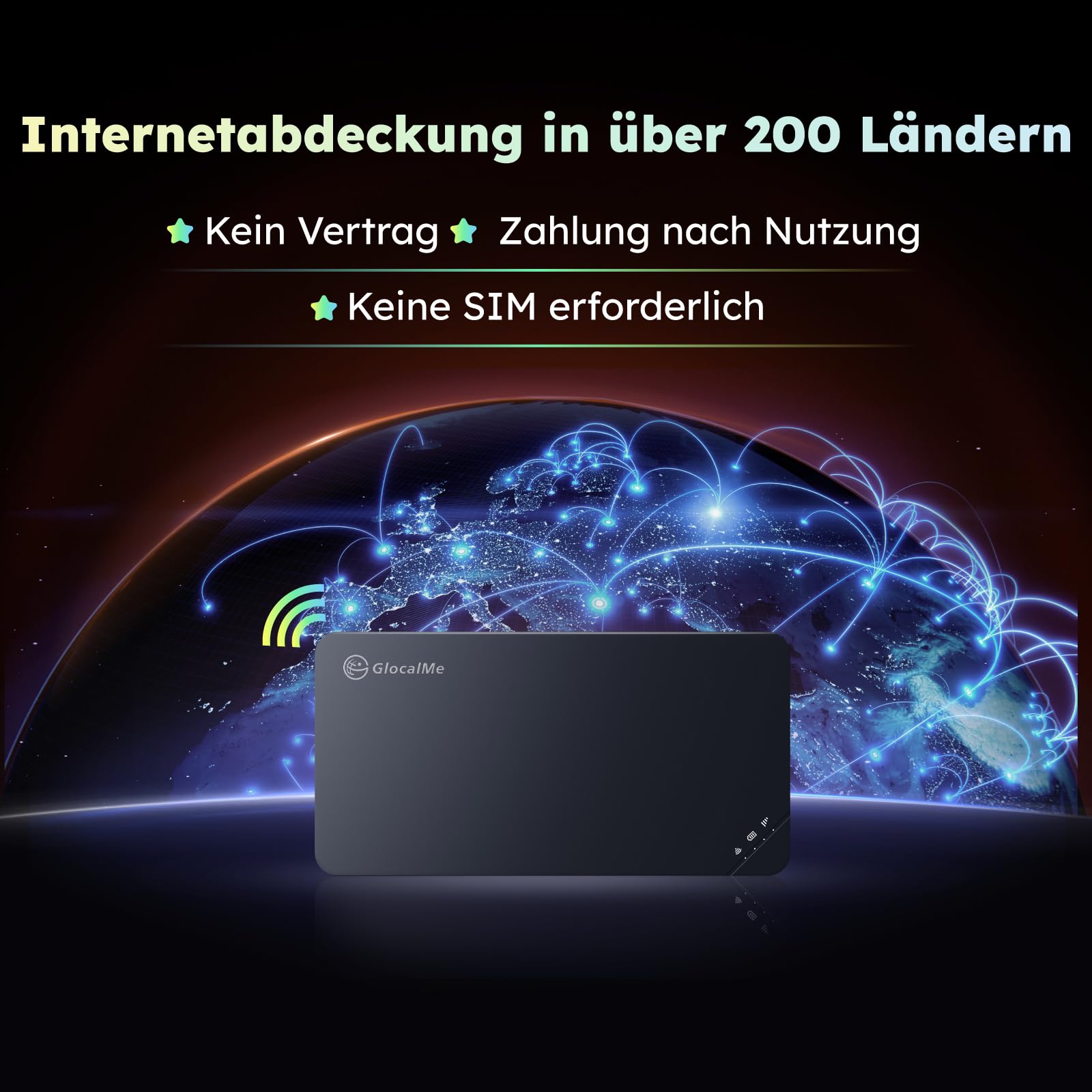 GlocalMe U3 4G Mobiler WLAN Router, Keine SIM-Karte nötig, MiFi Hotspot mit 30GB Europa Daten Daten, Verfügbar in über 200 Ländern, tragbares WLAN für unterwegs ohne vertrag