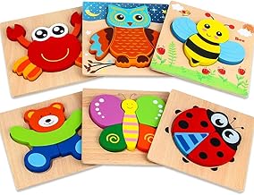 Dreampark Wooden Jigsaw Puzzles, 6 Pack Animal Puzzles for Toddlers Kids 1 2 3 Years Old Educational Toys for Boys and Girls