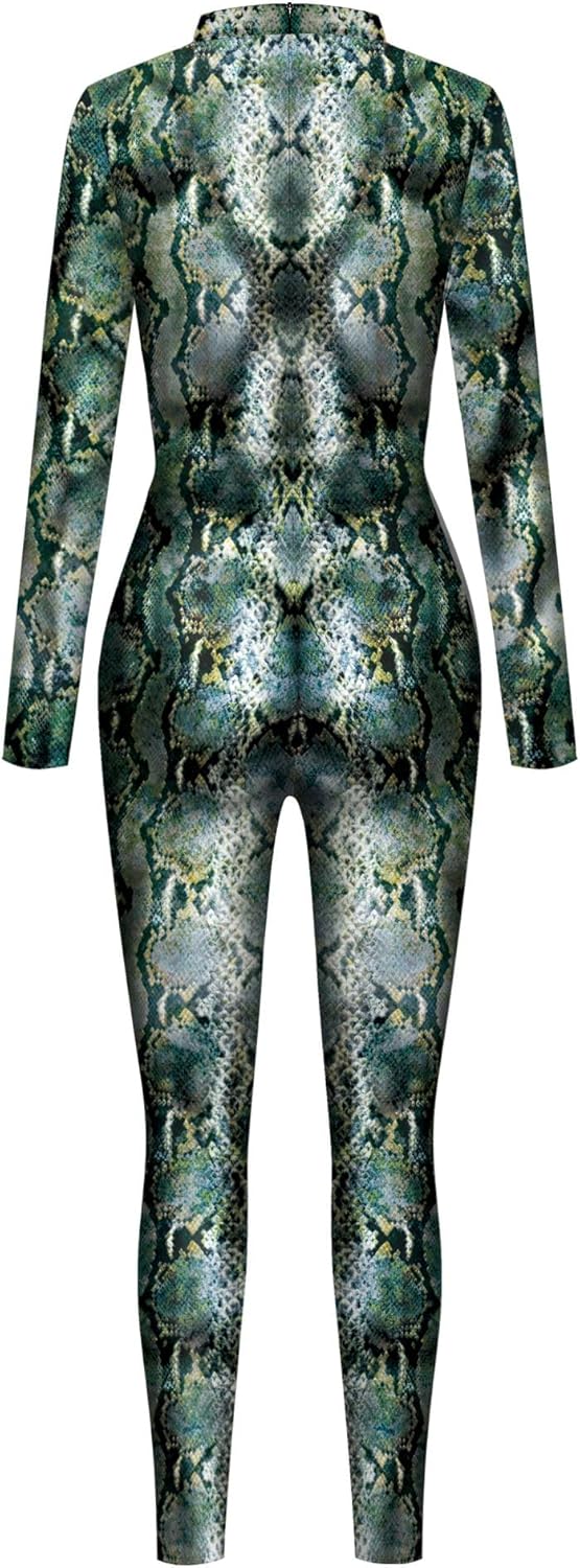 Unisex Cosplay Halloween Bodysuit Animal Skin Printed Party Skinny Catsuit Costume Outfit - Image 3