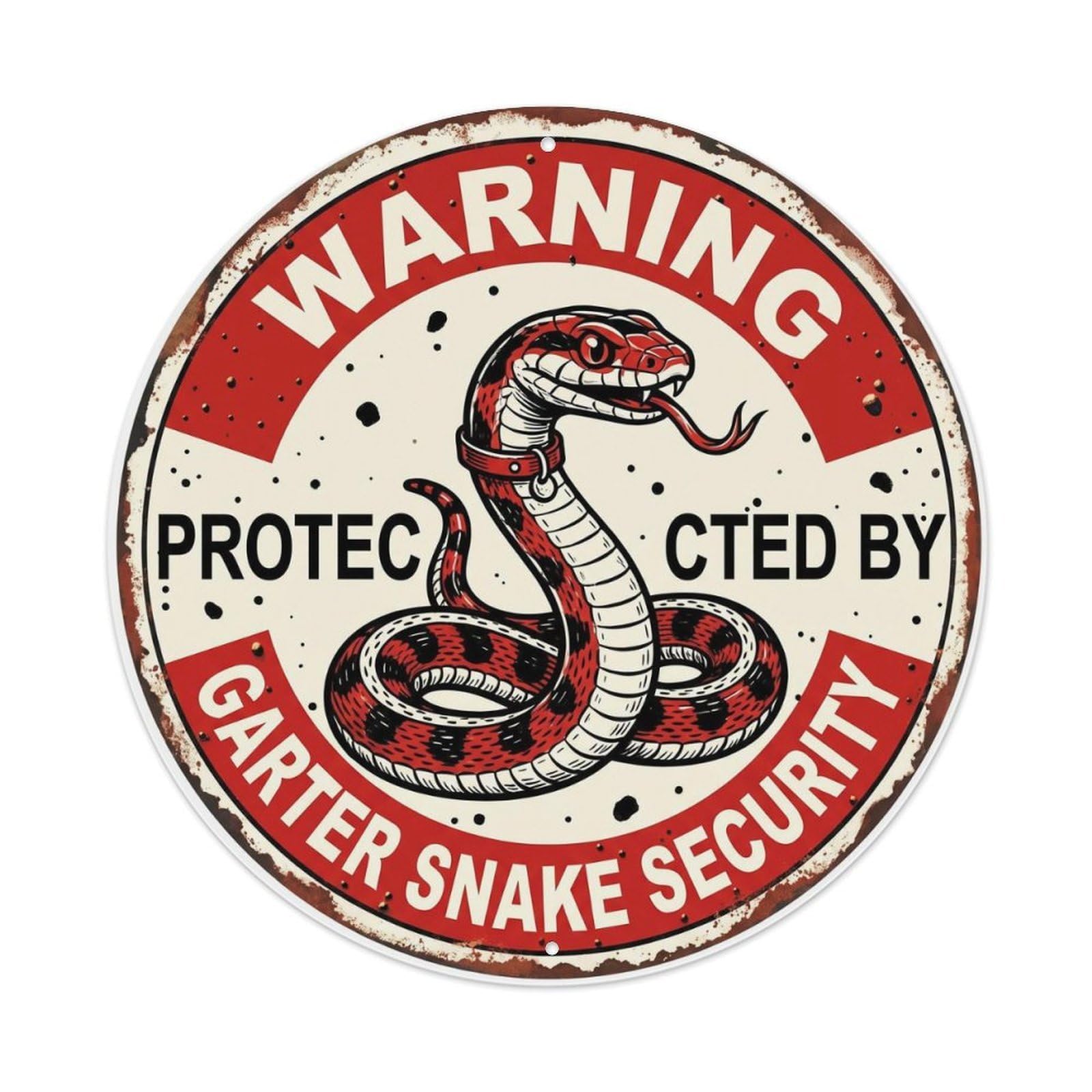 Tgrcjimh Style Metal Tin Sign Warning Protected By Garter Snake Security Vintage
