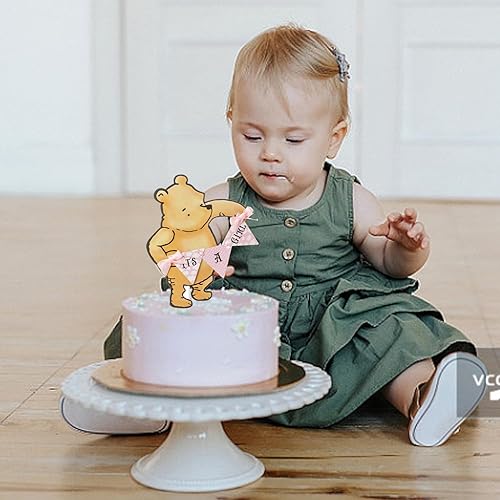 Miniatura 4 de Winnie - Decoración para tartas con texto en inglés "It's A Girl" para baby shower, fiesta de cumpleaños, suministros para fiestas (rosa)