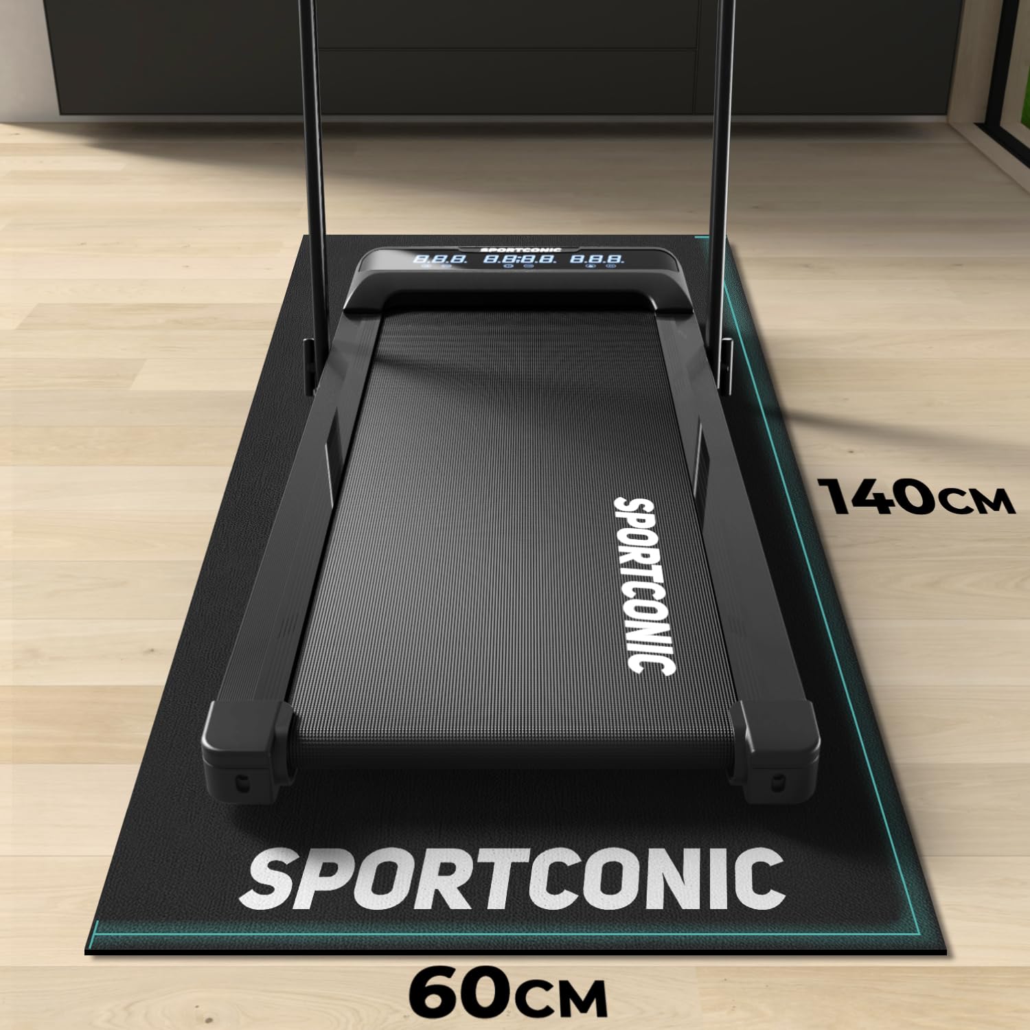 Sportconic Mata Ochronna do Bieżni i Sprzętu Fitness, Roweru Treningowego, Orbitreka i Jogi - 140 x 60 cm