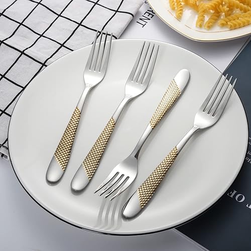 Miniatura 6 de Juego de 4 tenedores de acero inoxidable, cubiertos y tenedores de postre para el hogar, cocina, restaurante