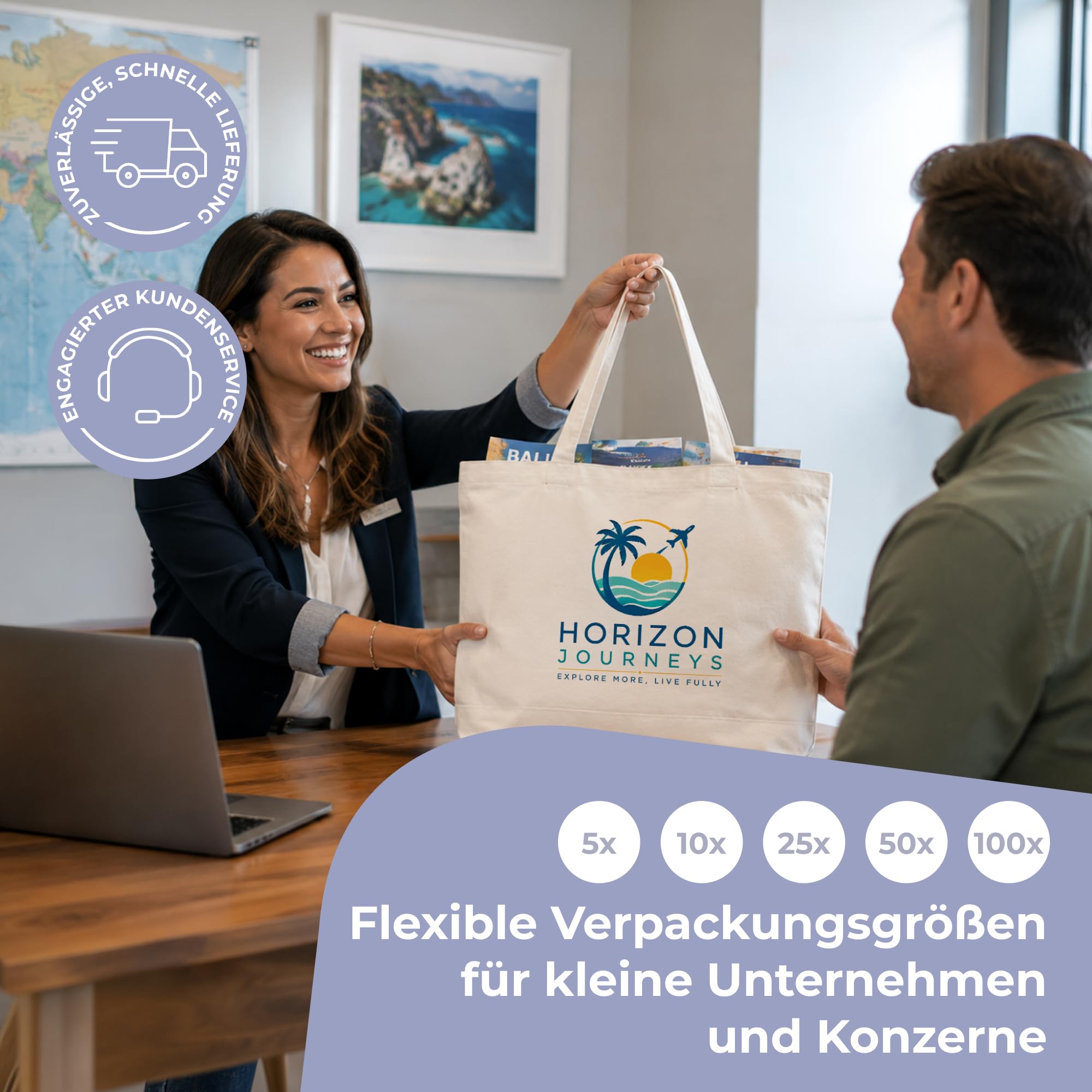 Cimpress Personalisierte Baumwolltaschen, 47 x 38 cm, Naturfarbe/Schwarz | Eigenes Foto, Logo oder Text hinzufügen, beidseitig bedruckbar, ideal für Fotogeschenke, Alltag, Einzelhandel und Events