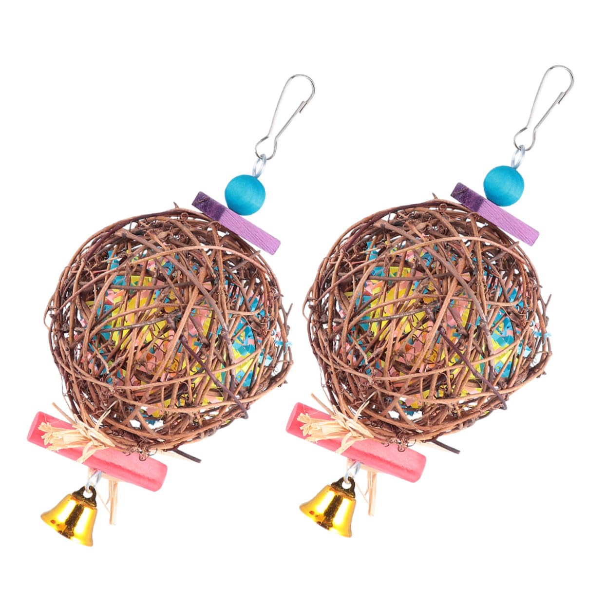 BESPORTBLE 6 Pièces Jouet Balle Perroquet Takraw Jouet De Nourriture à Mâcher Perroquet Oiseau s Perroquet Cage à Oiseaux Fibres Végétales Papier Soie D'