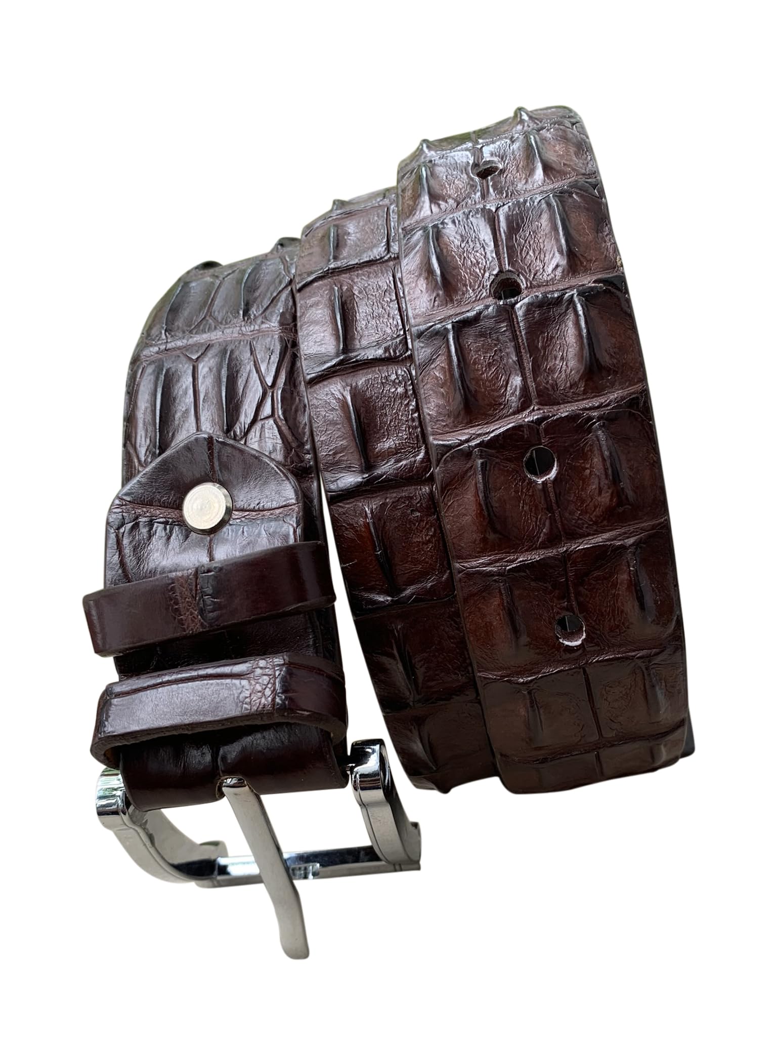 Generisch Echte Krokodil-Alligator-Gürtel für Herren, echter Krokodilgürtel für Herren, Riemenbreite 4cm
