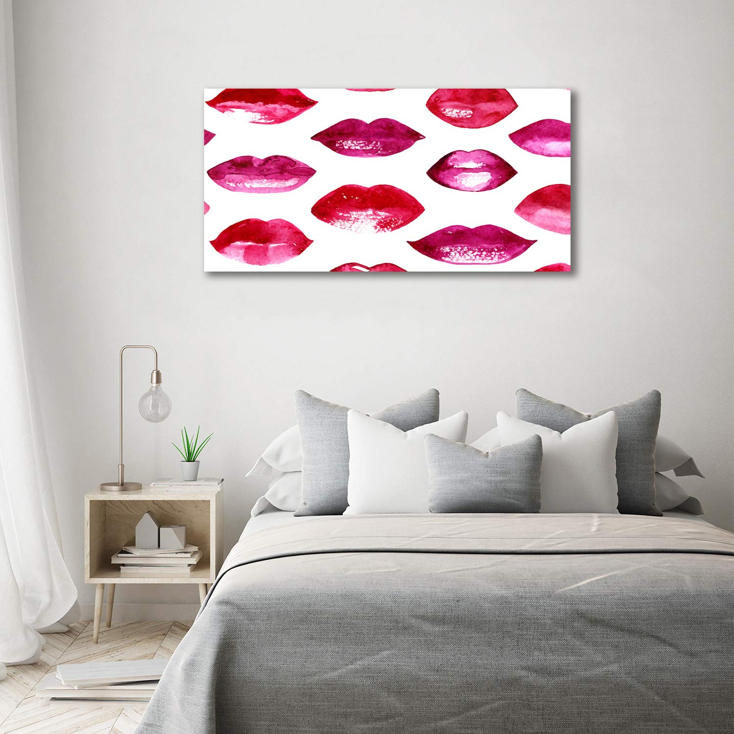 Tulup Tirages sur toile - art mural - tirages sur toile - thème d'image - 140x70 cm - Divers - Rouge - Lèvres Rouges